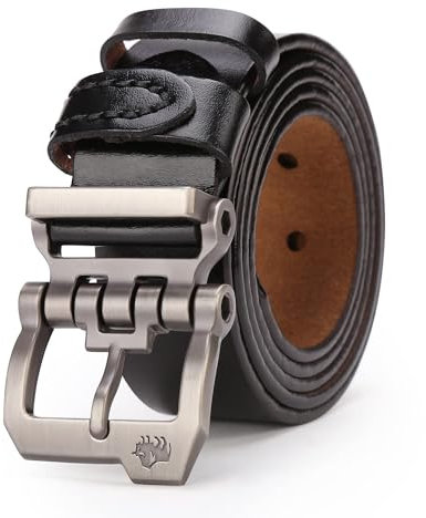 BISON DENIM Gürtel Herren,Ledergürtel Jeansgürtel Metall Retro Gürtel für Herren Kleidung 38mm Breit mit Geschenkbox