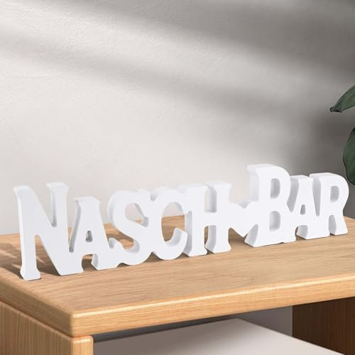 Funtery Candy Bar Schild, Candybar Zubehör, Weiß Candy Bar Deko, Holz Banner, Sweetsbar Tischdekoration für Party, Festival, wie Hochzeiten, Geburtstage usw.