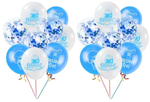 18 Stück Oktoberfest Deko,Luftballons,Blau Luftballon Bierkrug Deko,für Weiss Weiß,Weiße Ballons Dekoration,Party Bayrische Blaue Folienballon,Oktoberfest-Deko VerschlüSse Wiesn Luftballons Blau Weiss
