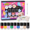 wakaniya Kids Nail Polish Sets for Girls, Quick Dry Non Toxic Peel Off Toddler Nail Varnish with Diamond Stickers, Low Odor Water Base Nail Polish for Kids 3+