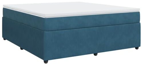 vidaXL Boxspringbett, Polsterbett Bett mit Matratze Matratzenauflage, Bettgestell mit Lattenrost, Doppelbett für Schlafzimmer, Dunkelblau 180x200cm Samt