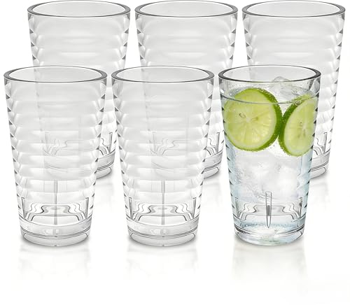 AstraLoom 6er Set Camping Gläser aus Acryl, 385ml – Spülmaschinenfest, Bruchsichere, BPA-frei & Ohne Melamin (Stapelbar, Leicht) für Familie, Party und Restaurant
