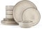 Homikit 12 Piece Dinner Set, Reactive Glaze Kitchen Dinnerware Sets for 4, Elegant Stoneware Included Plates and Bowls, Non-Scratch & Sturdy, Dishwasher & Microwave Safe, Desert Khaki