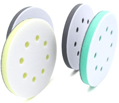WYYFXY® 4 Stück Polierpads 125mm, Schwamm Interface Pad Klett Polieraufsatz Exzenterschleifer Polierteller für Schleifteller Winkelschleifer (8 Löcher)