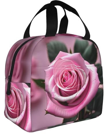HJLUUFT Pink and Rose - Lonchera térmica para adultos y niños pequeños, ideal para lonchera Bento