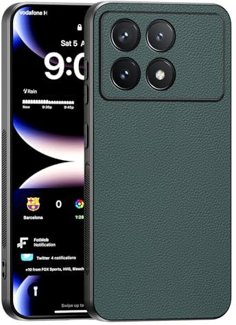 TAUYN Cover per Xiaomi Poco X6 PRO 5G, Ultra Sottile Premium PU Pelle Indietro Custodie, Telaio in Morbido Silicone, Antiurto, AntiGraffio Proteggere Custodia - Verde
