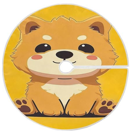 Tappeto Albero di Natale Cute Kawaii Dog Gonna Albero di Natale Morbido Tappetino per Albero di Natale Decorazioni Copri Base Albero Natale per Capodanno Natale Festa L