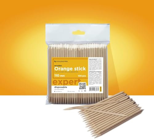 STALEKS PRO 100 piezas de Palos de Madera de Naranjo 11cm para Manicura, Pedicura, Nail Art y Manualidades.