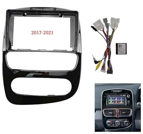 HJLHUIDM Auto Ersatz 9 Zoll Auto Rahmen Radioblende Adapter Canbus Box Decoder Android Radio Audio Dash Fitting Panel Kit Kompatibel mit Clio 4 2012-2021 Auto Interieur (B Rahmen Kabel Canbus)