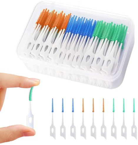 210PCS Silicone Interdental Brushes,Silicone Floss Sticks Dental,Teeth Floss Sticks,Portable Dental Brushes,Efficient Cleaning Tooth Picks Floss Sticks Cleaning Tool for Oral Cleaning(3 Colors)