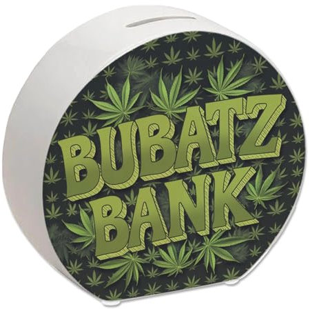 Bubatz Bank Spardose für Kiffer Lustige Sparbüchse mit Spruch für Bubatz-Fans um für Dein Gras zu sparen
