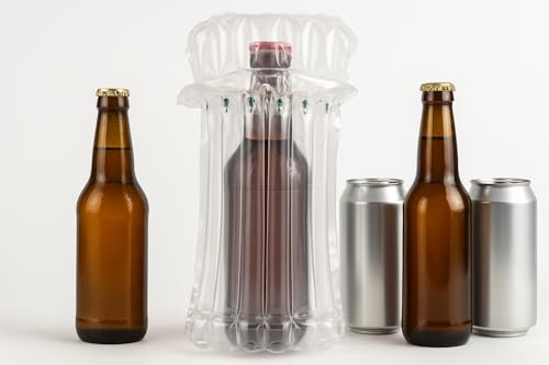 SALiJOHN Inflatable Bottle Protector Bags – Air Cushion Sleeves for Beer, Ale, Cans, Soda – Shockproof Packaging for Shipping, Travel, Luggage – Reusable Bubble Wrap Bag (500)