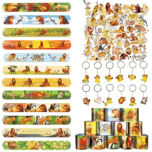 Ainvliya 74 regalini per feste di leone, 50 pezzi, 12 braccialetti, 12 portachiavi, regalo di compleanno per bambini, ragazzi e ragazze