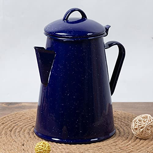 Enamel Coffee Pot Vintage Blue Speckled Storing Tea Water Boiler Indoor Kitchen Camping Outdoor Enamelware