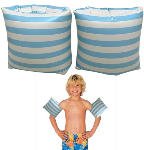 OHREN 1 Paar blau-weiße Schwimmhilfen (Kleinkind) Schwimmflügel mit unzerbrechlichem PE-Schaumkern zum Schwimmenlernen (1-6 Jahre, 0-30 kg)