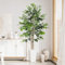 YOLEO 6FT Artificial Ficus Tree with White Tall Planter, Lifelike Fake Silk Tree Indoor, Faux Ficus Tall Plant for Living Room Bedroom Balcony Corner Office Decor