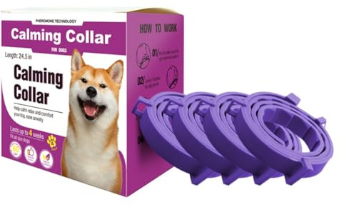 Chereda Beruhigendes Halsband für Hunde mit langanhaltendem Pheromon, 4 Packungen, zur Linderung von Angstzuständen, Hundehalsband hilft, unerwünschtes Verhalten zu reduzieren, Stressabbau hält 120