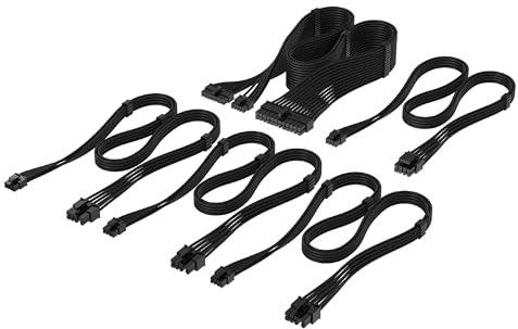 Corsair Elite Premium Starter-Kit Typ 4-Netzteilkabeln – Schwarz | Einzeln Ummantelten, Flache Kabelkämme, Dreilagiges Mesh-Paracord, Kompatibel Netzteilen mit Typ 4-Kabeln