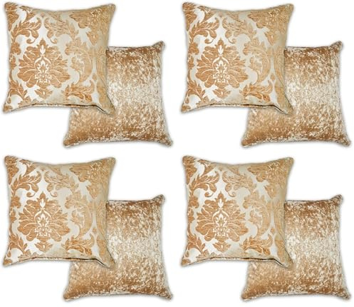 Emma Barclay Damask - Luxury Chenille Jacquard Cushion Cover in Coffee - 17x17 (43x43cm) (Pack of 4)
