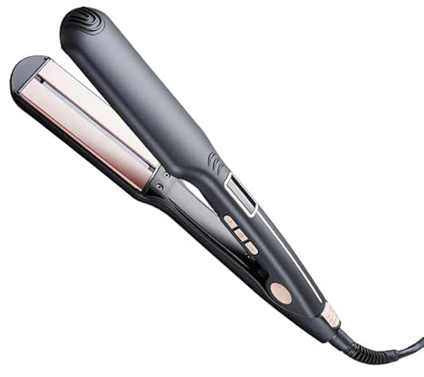 Hair straighteners Wide Hair straighteners, 2 in 1Straightener and Curler | Rapid Heating, Real-time Temperature Display, PTC Ceramic Heating Plates, 140°C-230°C LCD Temperature Display Black