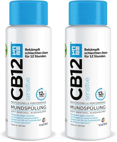 CB12 Sensitive – Erfrischende Mundspülung für empfindliche Zähne – 12- Stunden-Wirkung – 500 ml (Packung mit 2)