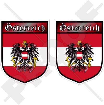 ÖSTERREICH Österreichisch Schild 75mm Auto & Motorrad Aufkleber, x2 Vinyl Stickers