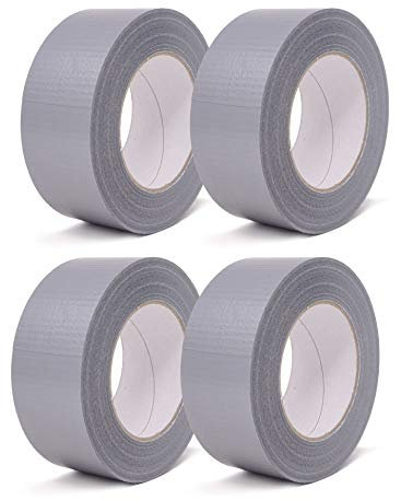 gws tapes 4 Rollen Silber Gewebeklebeband, extra stark haftendes Panzerband zum Bündeln und Fixieren, Duct Tape – Gaffer Band in verschiedenen Farben, Länge: 50 m x 50 mm Breit