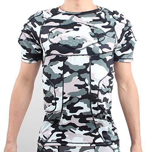 Lalander Protektorenshirt Protektoren Shirt Gepolstert Sportanzug/Schutz Bekleidung für Fußball Basketball Paintball Kampfsport Rugby (G, L)