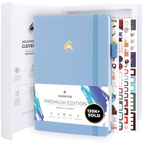 Clever Fox Planner Premium – Undated Weekly & Monthly Planner Organizer for Productivity & Time Management, A5 (Light Blue)