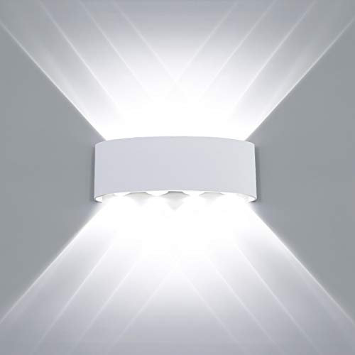 HAWEE Moderno Lampada da Parete LED Applique da Parete Impermeabile Alluminio Lampada da Muro Interno Esterno per Bagno, Portico, Camera da Letto, Corridoio, Soggiorno, Scale, 8W Bianco