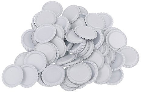 Tubayia 100 Stück Metall Abgeflachte Kronkorken Bottle Caps für DIY Handwerk Scrapbooking (Weiß)