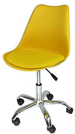 Sedia da Ufficio Girevole, Sedia da scrivania Giallo con rotelle MOD. Sally