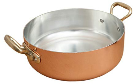 Generico Professional Low Casserole in Tinned Copper with Two Handles cm 24