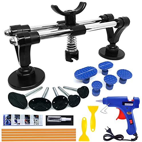 Randalfy Karosserie-Reparatur-Werkzeug-Set, automatischer Dellenabzieher mit doppelter Stange zum Entfernen von Dellen, Türschlag, Hagelschäden