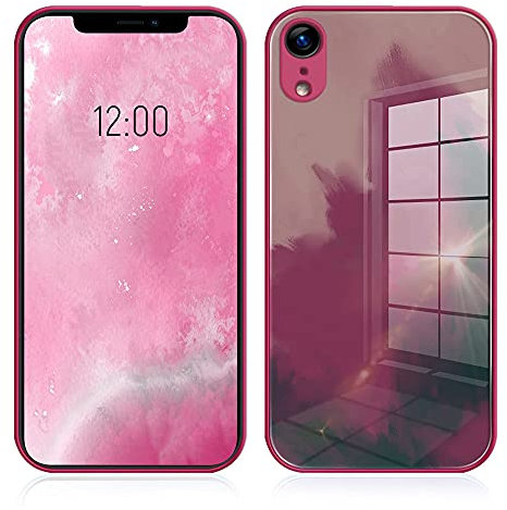 ÁRBOLORO Hülle für iPhone XR, Gradient Watercolor Case Silicone Anti-Shock Stoßstange Hülle für iPhone XR - Rose Lila