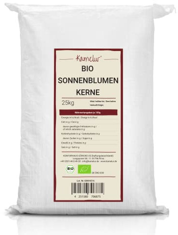 Kamelur 25kg graines de tournesol décortiquées BIO - graines de tournesol de haute qualité pour la pâtisserie et autres - graines de tournesol en vrac