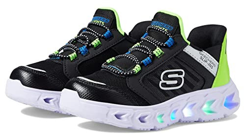 Skechers Jungen 403843l Bklm Sneaker, Black Synthetic / Textile / Lime, Blue, & Sil, 34 EU