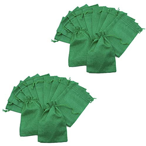 Oblique Unique® Jutebeutel mit Zugband - 12 oder 24 Stück - Jute Säckchen Beutel Stoffbeutel ca. 15x10 cm für Geschenke als Deko zu Weihnachten (Grün - 24 Stück)