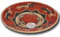 WEIDENPROFI TribalArt Schale rund, Aufbewahrungskorb indianisches Design, Obstschale, Handarbeit Dekokorb Ø 30-35 cm, Motiv: Dackel, Stern - Farbe: Rot