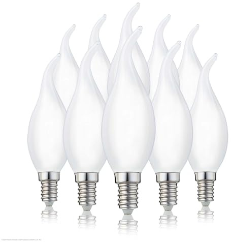 hellum LED Kerzenlampe E14 Windstoß 10x warmweiß 2,2W ersetzt 25 Watt matt | Kerzen-Windstoß Glühbirne 250 Lumen 2700 K, E14 Vintage Leuchtmittel, LED Lampe Kerzenform, LED Filament innen & außen 220292