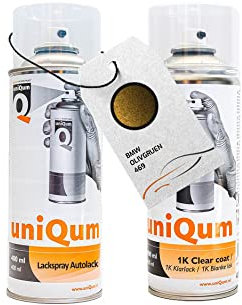 uniQum Spraydose Autolack + Klarlack für BMW OLIVGRUEN 469 Autolack Reparatur 2x 400 ml