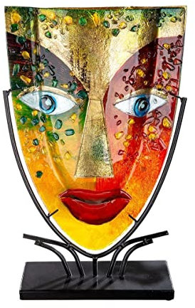 GILDE GlasArt Dekovase - Face Blue Eye Glas - Deko Wohnzimmer - Höhe 47 cm, 39874, Mehrfarbig