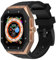 Enze - Funda de Acero Inoxidable Compatible con Apple Watch Series 7 de 45 mm 6/5/4 iWatch SE de 44 mm Resistente Funda Protectora a Prueba de Caídas con Correa Deportiva de Silicona