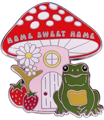 Sweet Home Badge fraise champignon grenouille broche champignon broche maison champignon broche pour sac à dos, vêtements, chapeaux, accessoires en métal cadeau, Métal