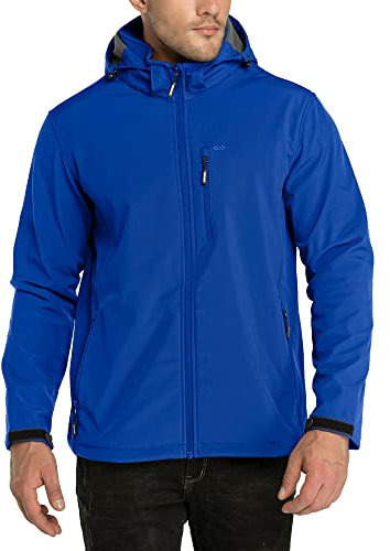33,000ft Veste softshell pour homme - Imperméable - Coupe-vent - Doublure polaire chaude - Coupe-vent - Veste fonctionnelle - Veste d'extérieur pour randonnée, vélo, camping, bleu roi, 3XL