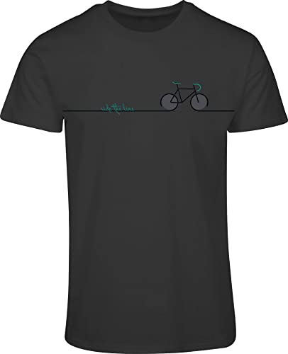 Fahrrad T-Shirt Herren : Ride The Line - Sport Tshirts Herren - Mountainbike Rennrad Shirt MTB (XL)