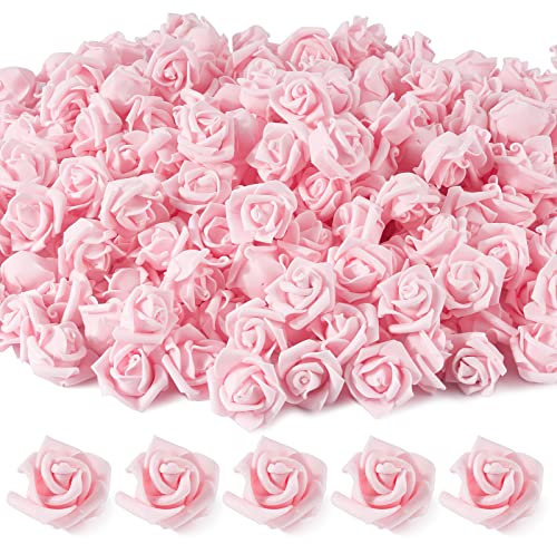 BETESSIN 100pz Rose Finte Rosa (Dia. 25mm) Teste di Fiori Rose Finte Artificiali Teste di Rose Rosa Finte in Schiuma per Decorazione Sposa Matrimonio Festa Nuziale Valentine’s Day Casa Fai da Te