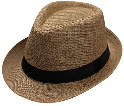 Fedora-Hut Mode Filz Gangster Hüte für Mann und Frau, Trilby Snap breiter Krempe Vintage Style Dress Hut (Gelb, One Size)