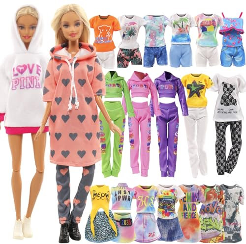 Miunana 15 Kleidung für Puppen = 4 Fashion Kleider 5 Tops 5 Hosen 1 Sportbekleidung für 11,5 Zoll Mädchen Puppen Geschenk