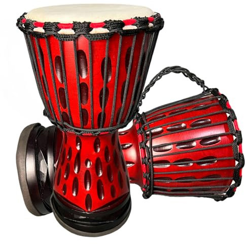 RUOSWTE Afrikanische Trommel, Djembe, Bongo, Kongo, Ziegenleder, Mahagoni, handgeschnitzt, nicht in China hergestellt